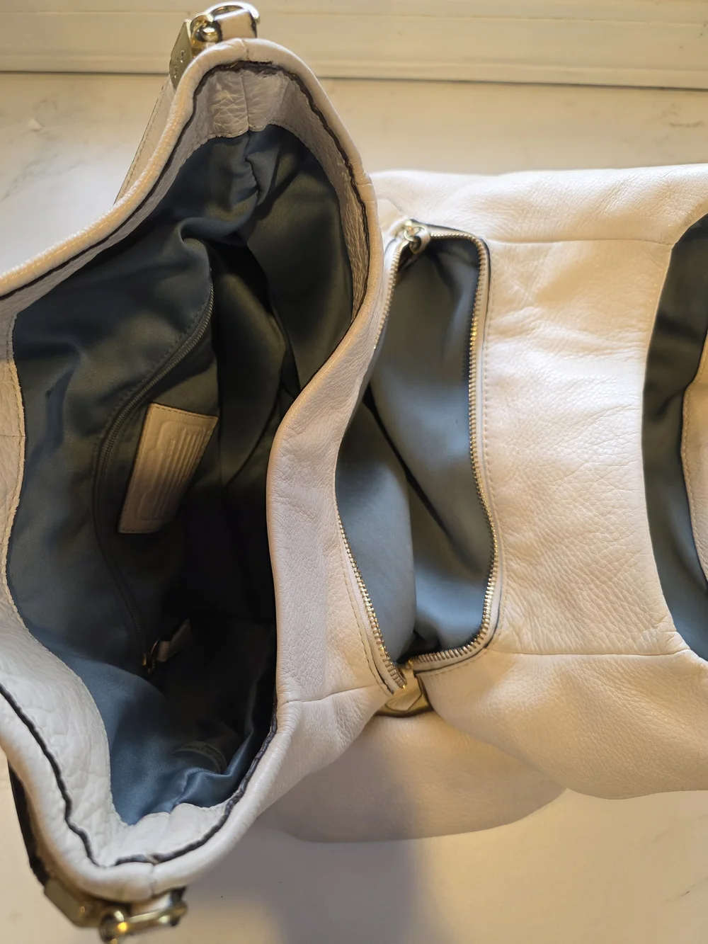 Vintage Coach cream pebbled leather hobo bag slouchy Y2K - Picture 12 of 14